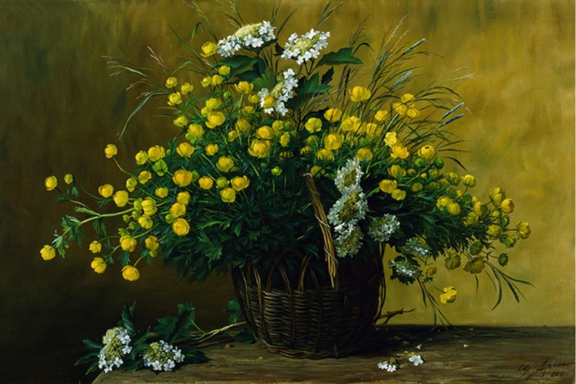 Цветы в корзине