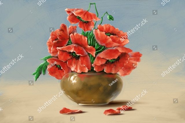 маки в вазе