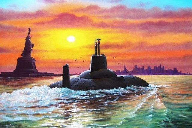 подводная лодка у берега 