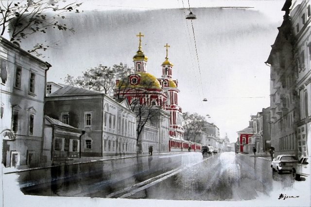 черно-белый город