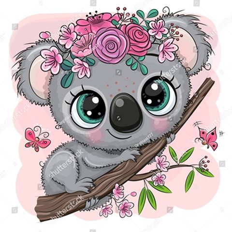 коала с цветочками на голове