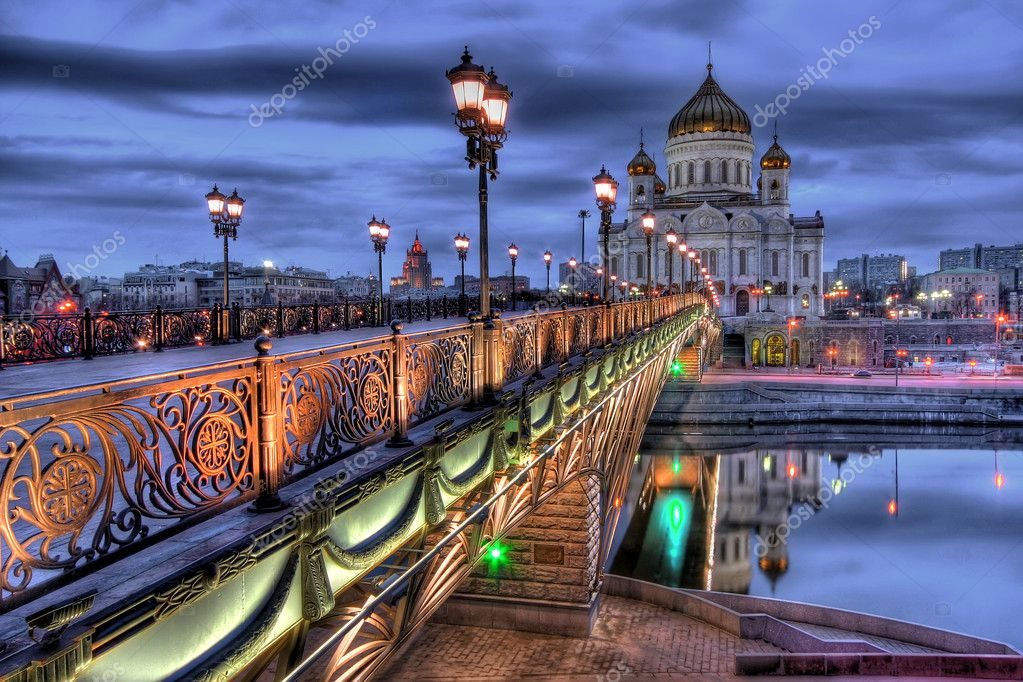 мост вечером