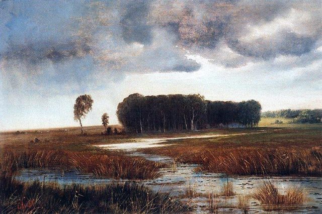   Пейзаж с болотом и лесистым островом. Конец 1860-х - начало 1870-х