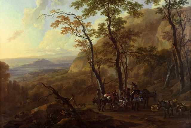 Горный пейзаж с караваном. 1658