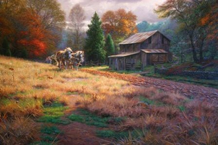 лошади в упряжке 