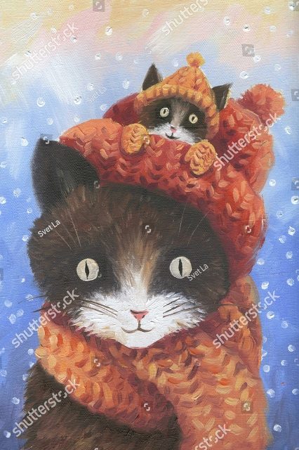 котики зимой