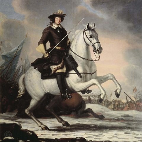 Король Швеции Карл XI (1655-1697) на коне