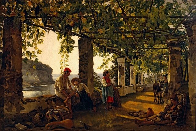 веранда,обвитая виноградом 
