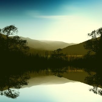 Пурпурная водная поверхность леса