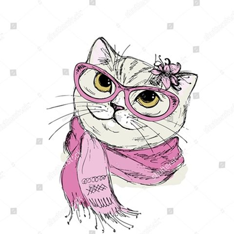 котик в шарфике и очках