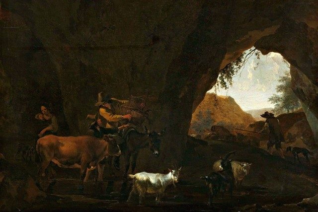 Пастухи и стадо в пещере. 1654