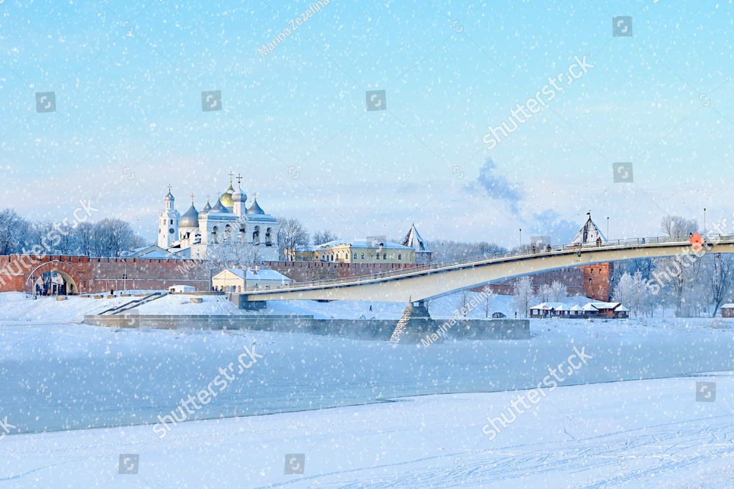 вид на великий новгород зимой