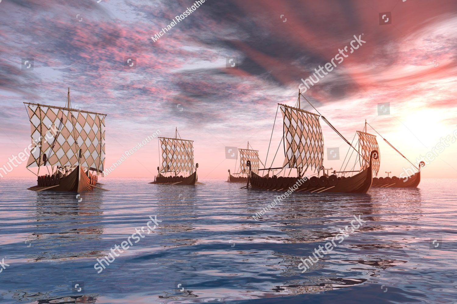 драккары в море