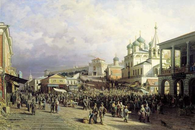 Рынок в Нижнем Новгороде. 1872. Холст, масло. 90х140 см