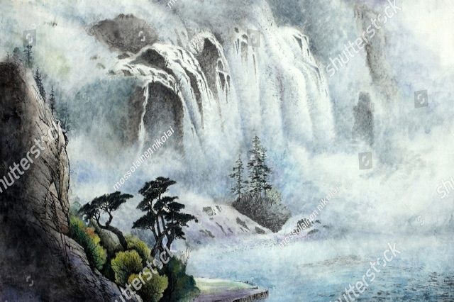 красивый водопад