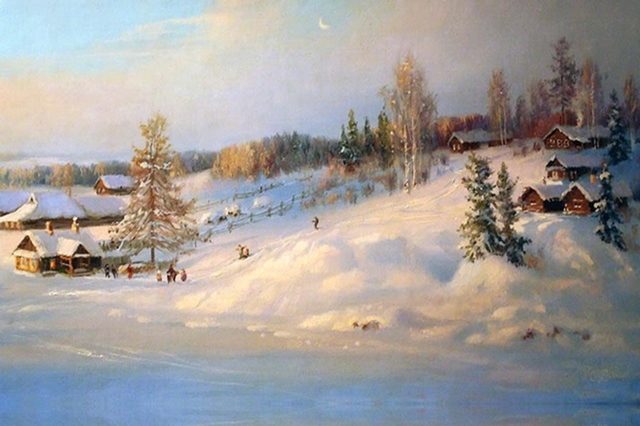 зима в селе