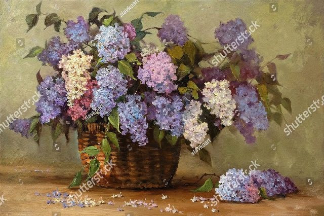 сирень в корзинке