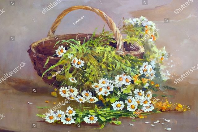 корзинка с полевыми цветами