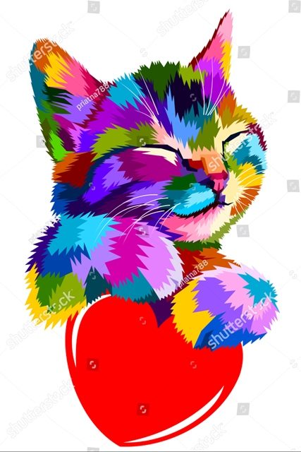 котик и сердечко 