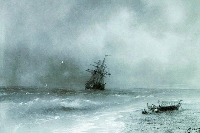 Бурное море.