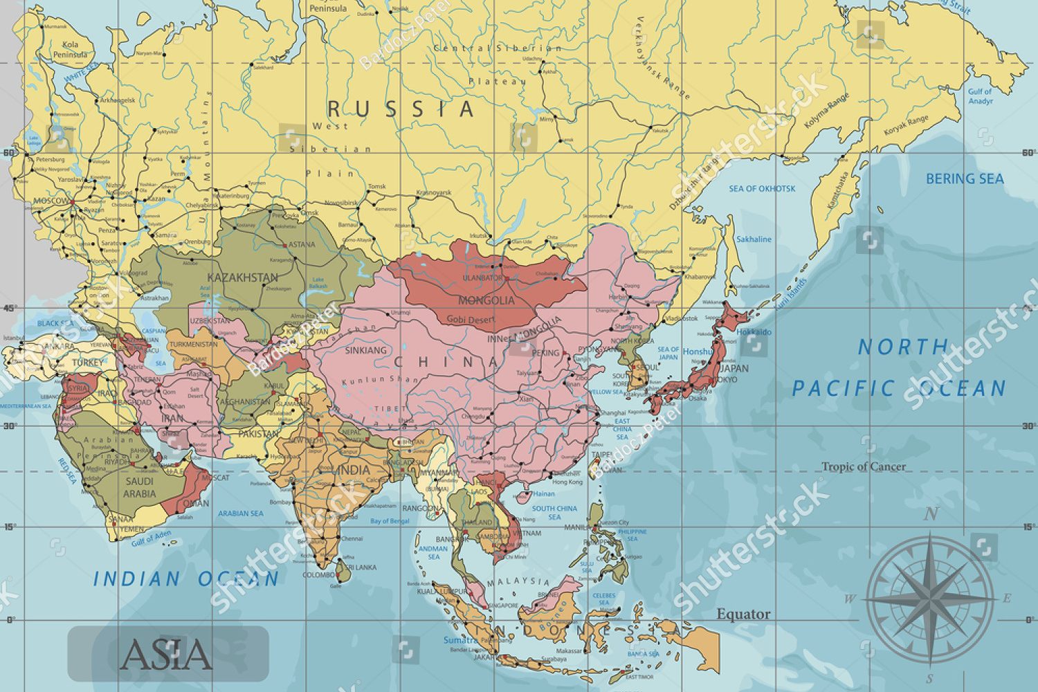Карта Азии