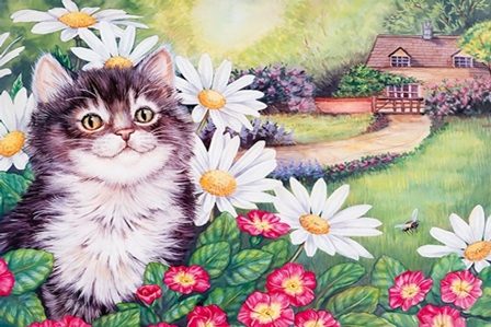 котик в цветочках