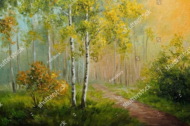 лес в лучах солнца 