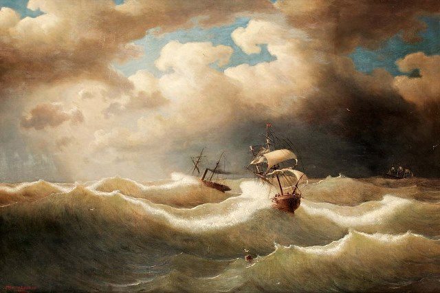 Marine with troubled sea