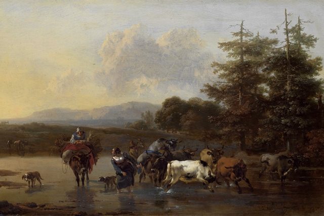 Пастухи со стадом, переходящие ручей. 1656