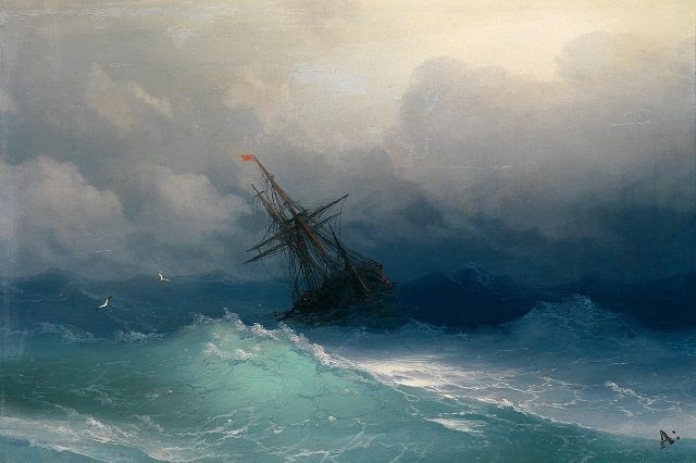 Корабль в неспокойном море