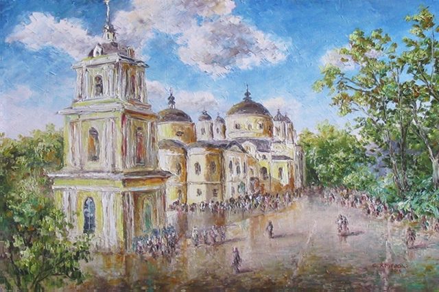 люди у храма 