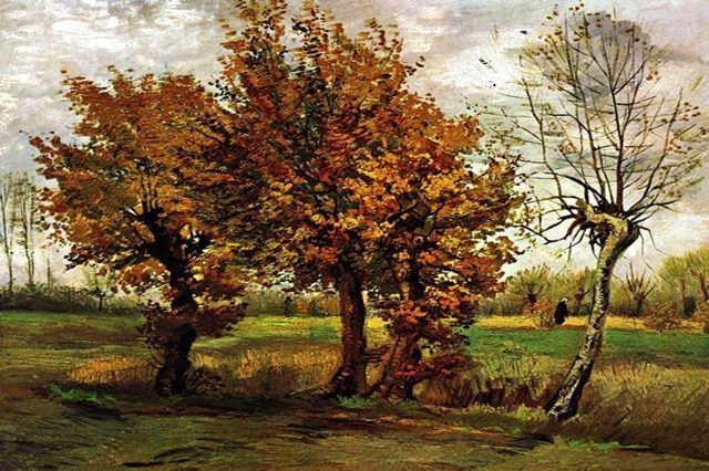 Осенний пейзаж с четырьмя деревьями
