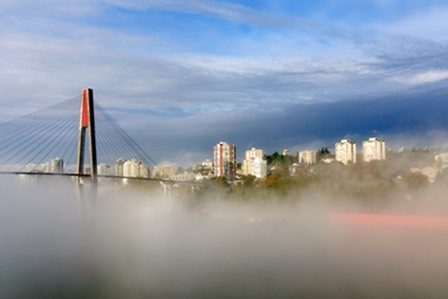 Висячий мост в тумане 