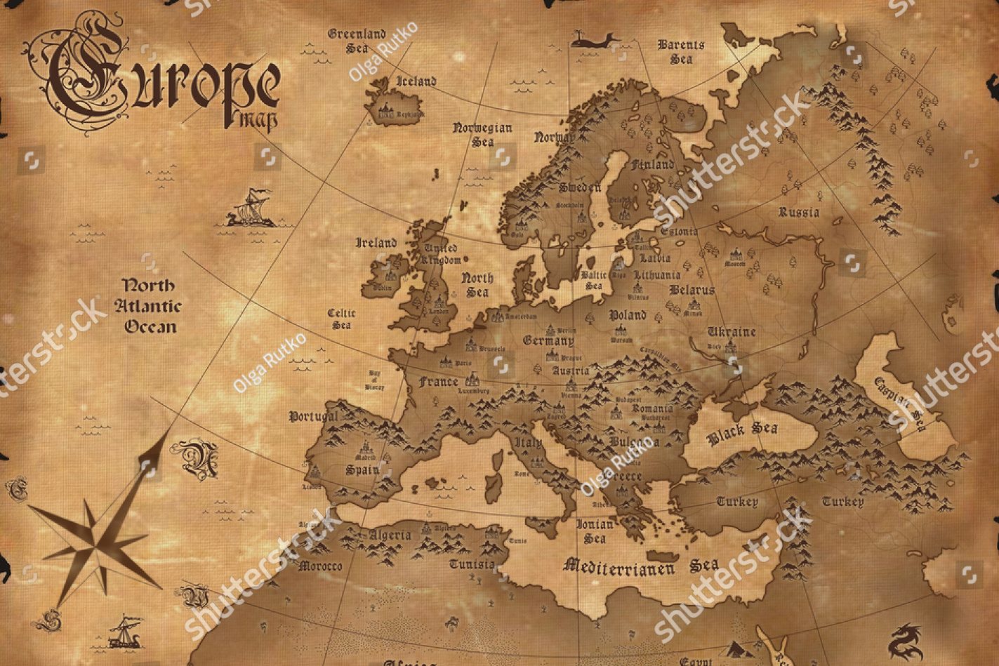Старая карта Европы