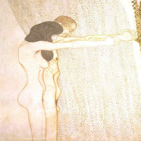  Beethoven Frieze, detal, The Suffering of Weak Mankind (A kneeling couple), 1902