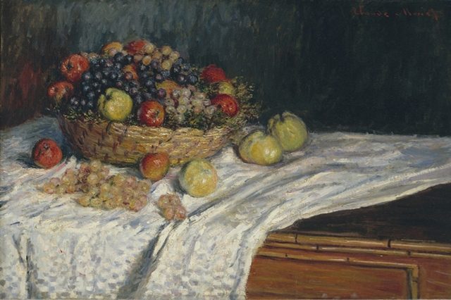 Корзина фруктов с яблоками и виноградом, 1879