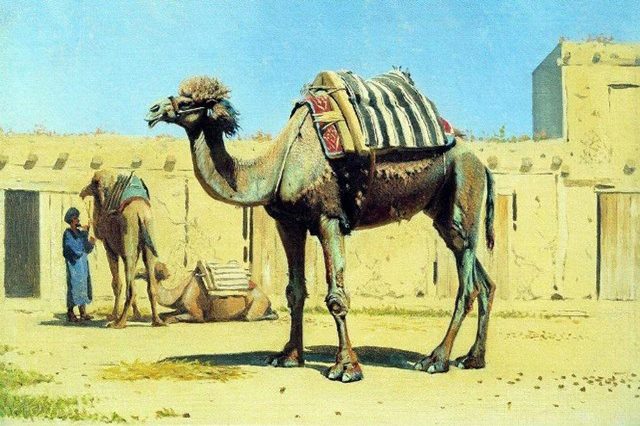   Верблюд во дворе караван-сарая. 1869-1870