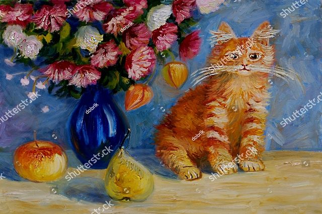 цветы и котик